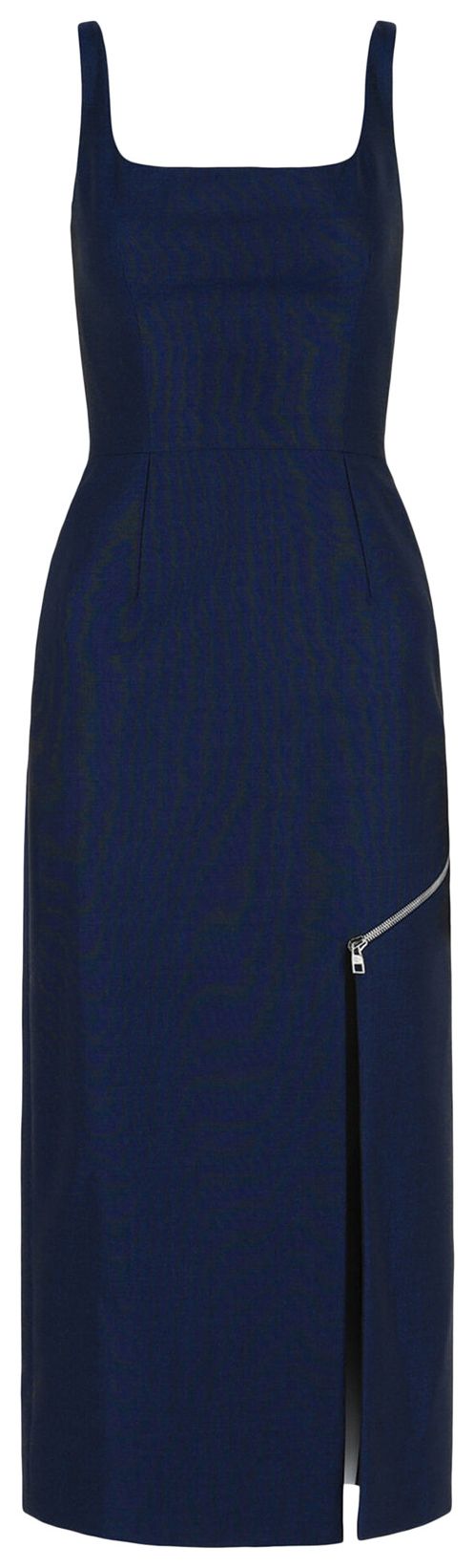Alexander McQueen Zip Slash Midi Dress BlackUltramarine