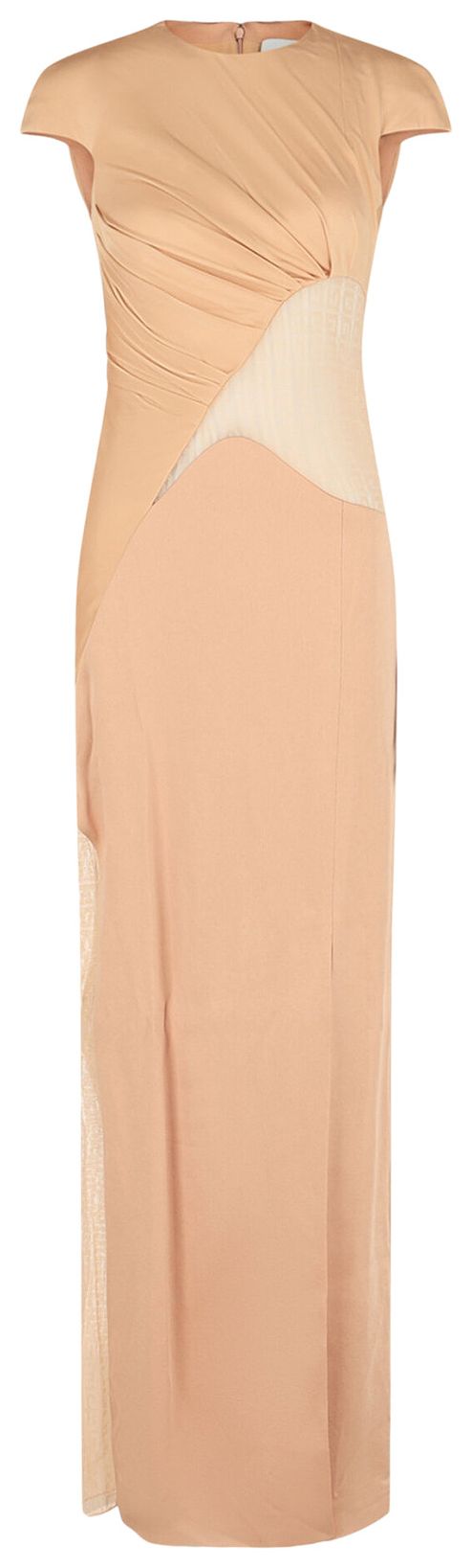 Givenchy Evening Satin Dress And 4G Lace Tan
