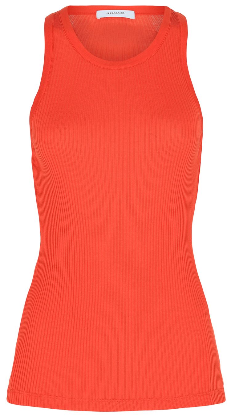 Ferragamo Ribbed Tank Top Orange