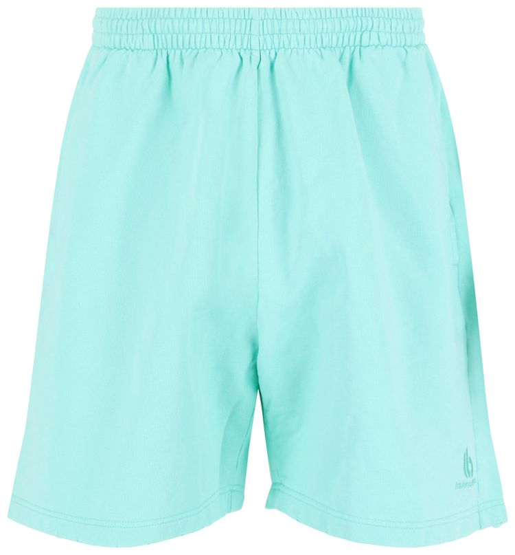 Balenciaga Logo Detail Embroidered Sweat Shorts Mint