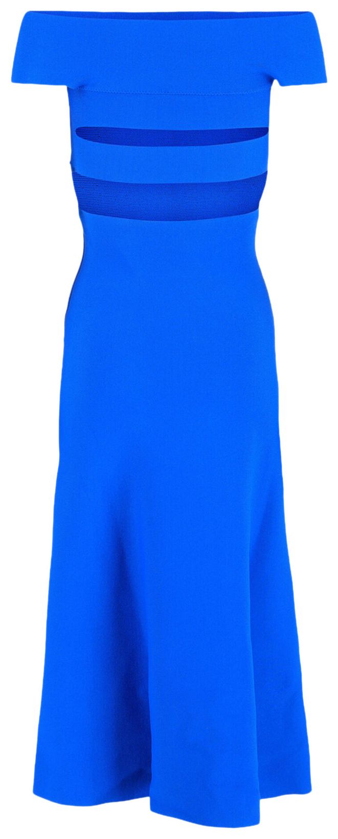 Alexander McQueen Off The Shoulder Sliced Midi Dress Galactic Blue