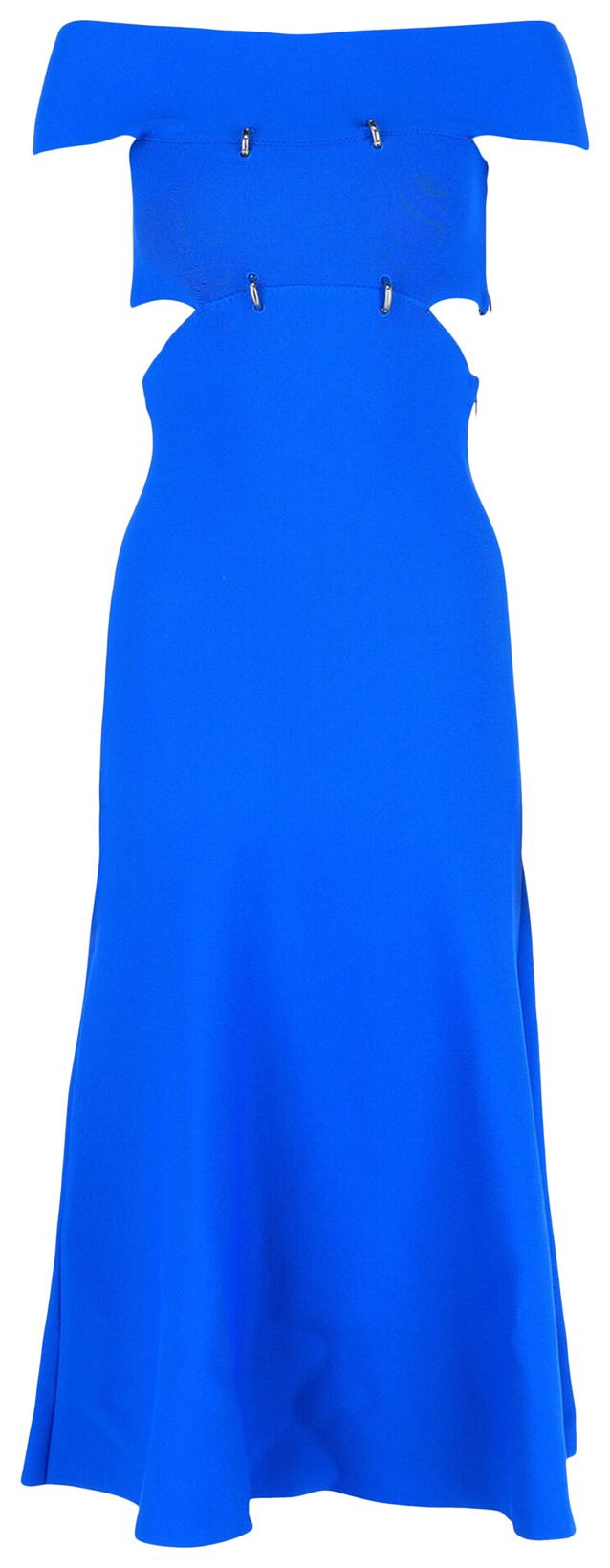 Alexander McQueen Off The Shoulder Sliced Midi Dress Galactic Blue