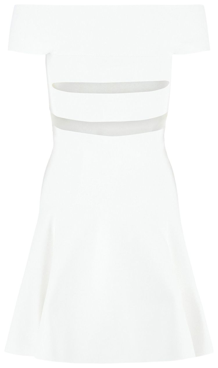 Alexander McQueen Off The Shoulder Sliced Mini Dress Optic White