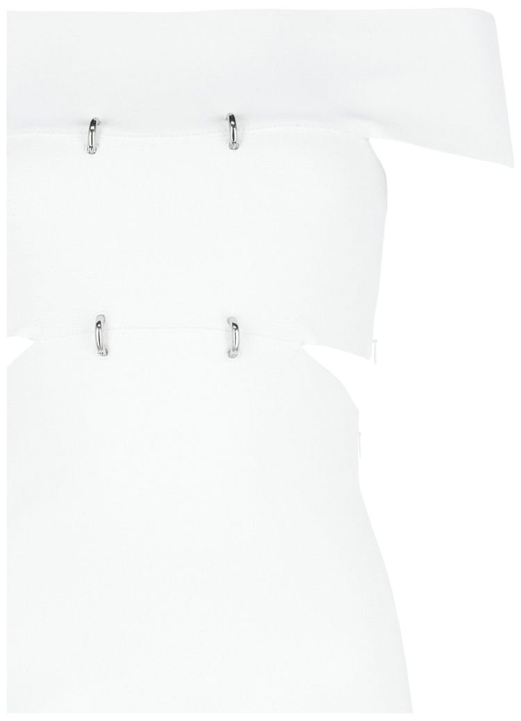 Alexander McQueen Off The Shoulder Sliced Mini Dress Optic White