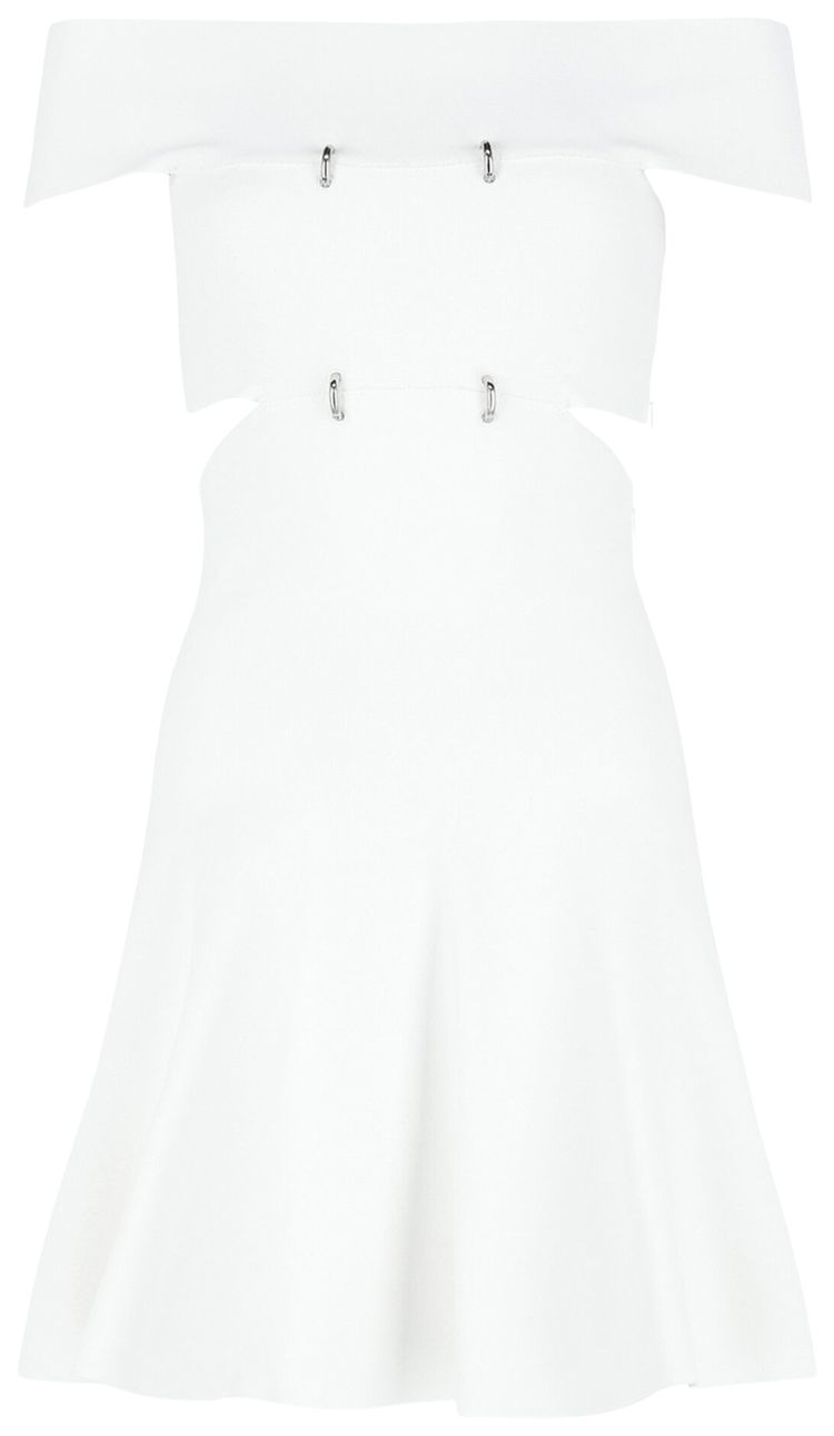 Alexander McQueen Off The Shoulder Sliced Mini Dress Optic White