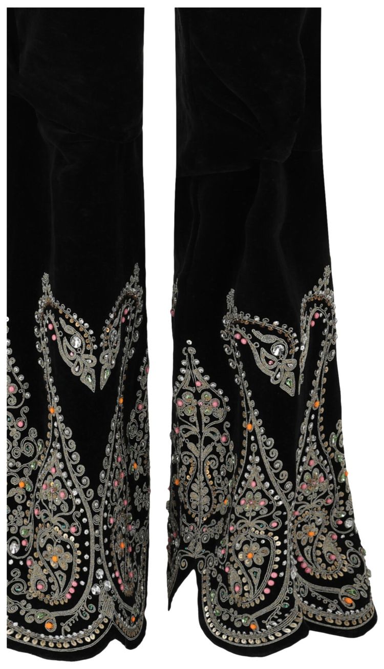 Gucci Embroidered Velvet Pants Black