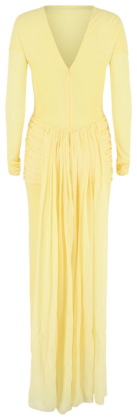 Givenchy Paneled Ruched Crepe Gown Pale Yellow