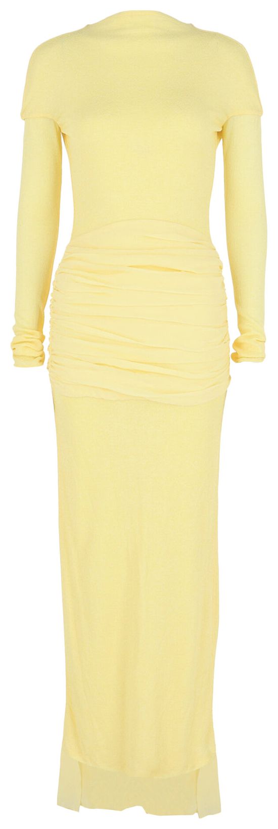 Givenchy Paneled Ruched Crepe Gown Pale Yellow