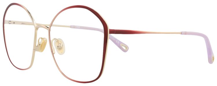 Chloe Square Metal Optical Frames BurgundyTransparent