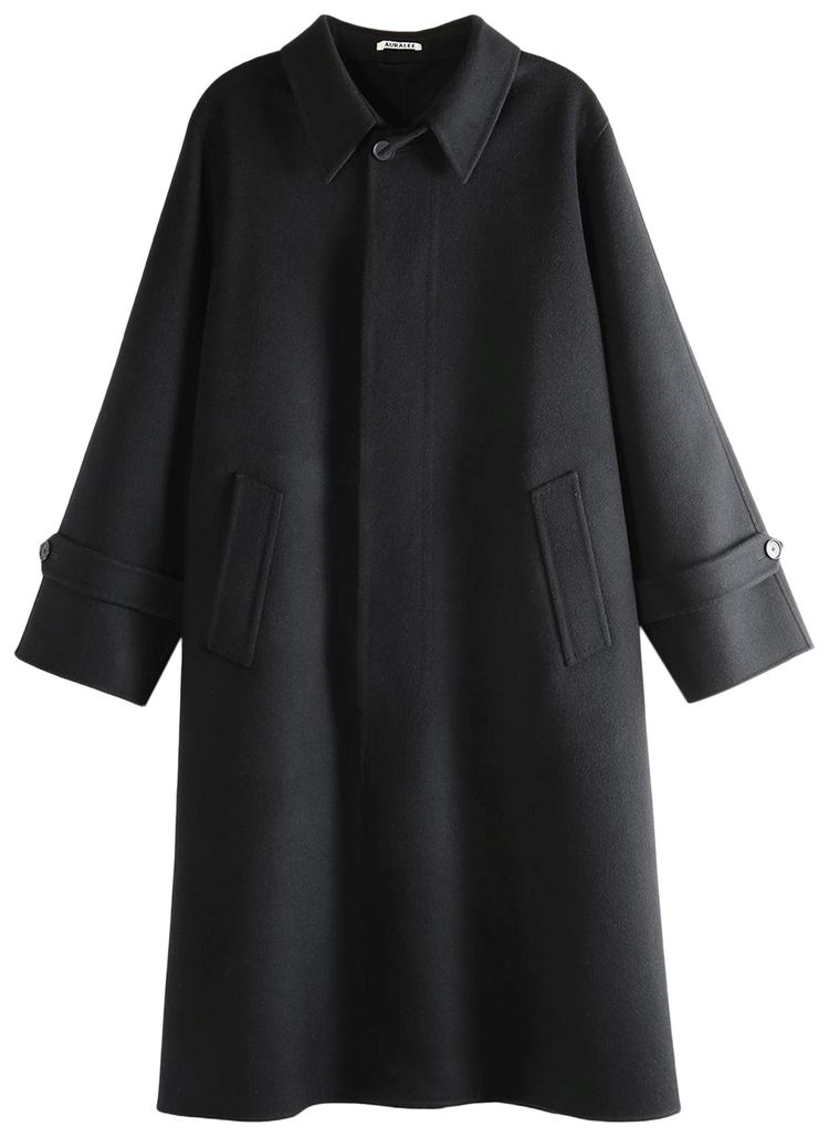 Auralee Super Fine Wool Melton Hand Sewn Coat Black