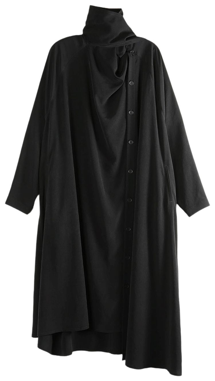 Yohji Yamamoto Stole Detail Draped Dress Black