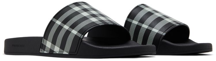 Burberry Check Slides Black Calico