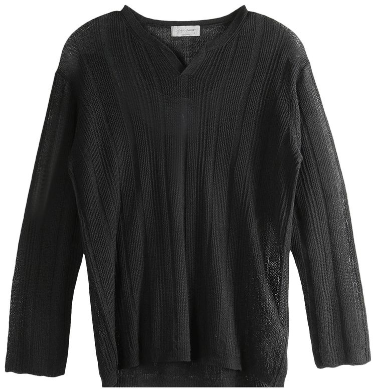 Yohji Yamamoto Pour Homme Henry Neck Pullover Top Black