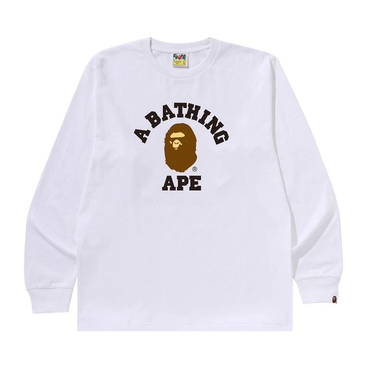 BAPE College Long Sleeve Tee White