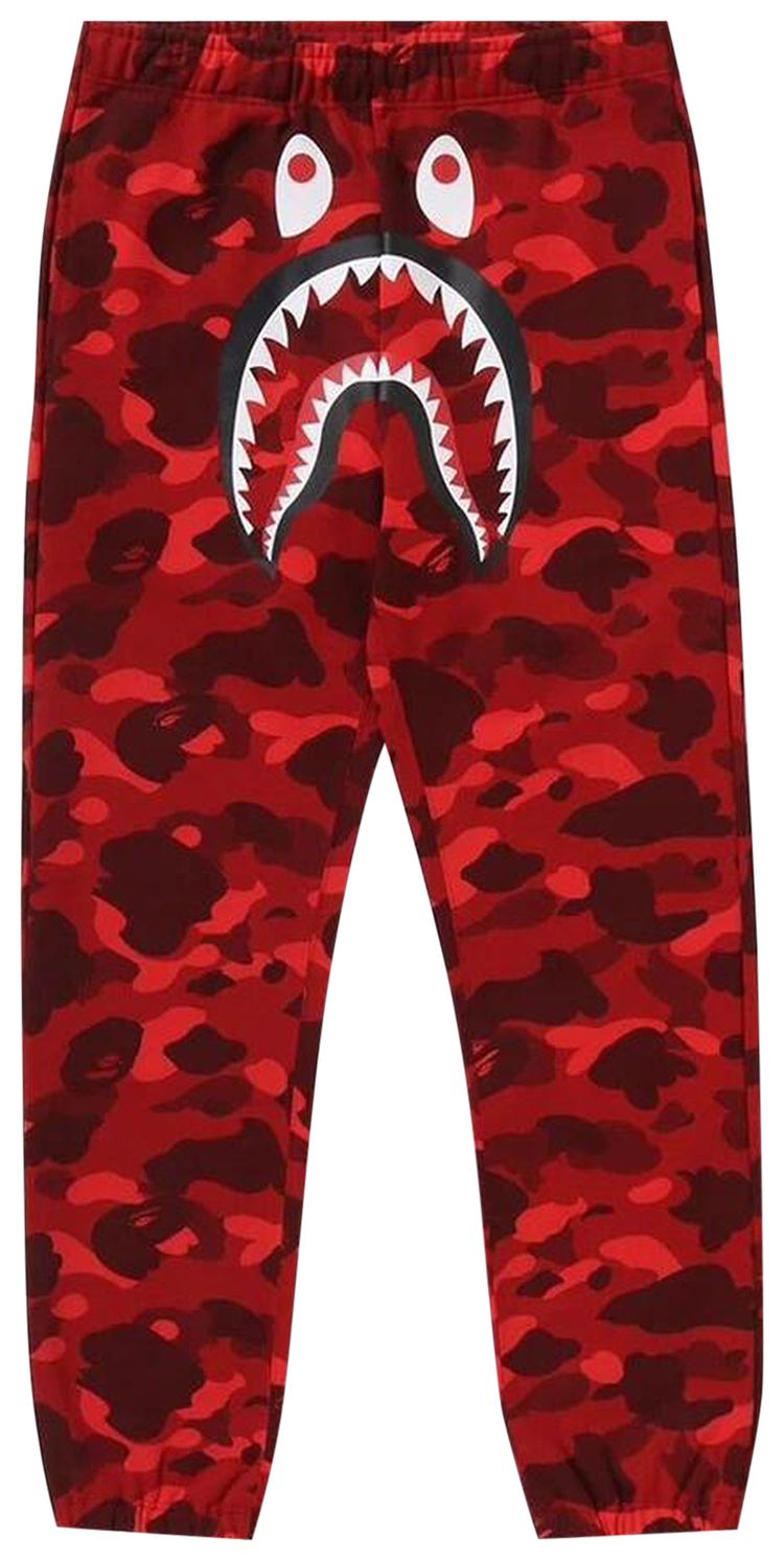BAPE Color Camo Shark Sweat Pants Red