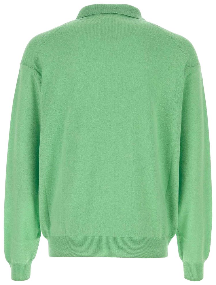 Auralee Super Fine Cashmere Silk Knit Skipper Polo Mint Green