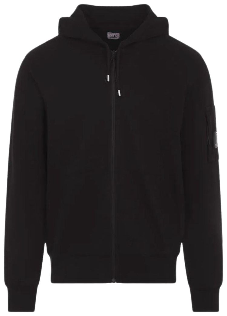 CP Company Light Fleece Zip Hooded Lens Sweatshirt Black