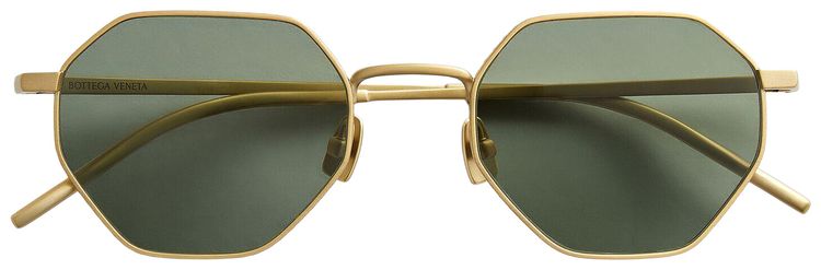 Bottega Veneta Intrecciato Geometrical Sunglasses GoldGreen