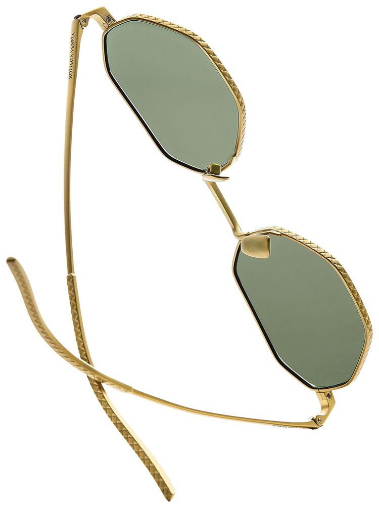 Bottega Veneta Intrecciato Geometrical Sunglasses GoldGreen