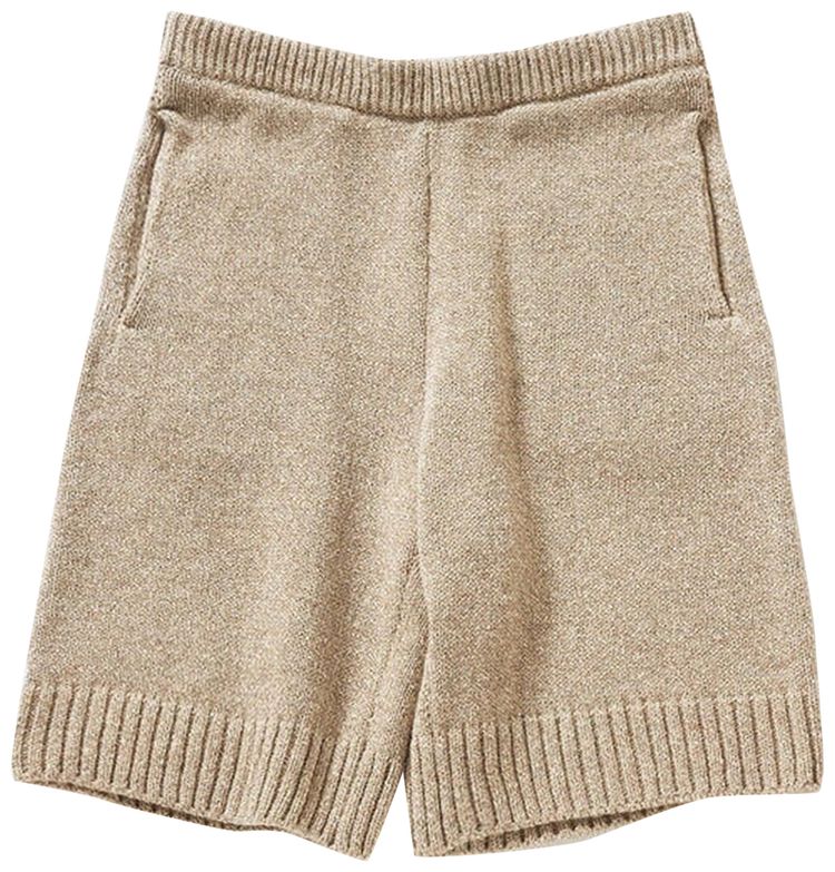 Auralee Cashmere Silk Melange Knit Shorts Mix Beige