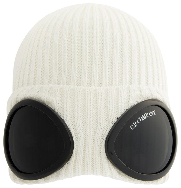 CP Company Cotton Goggle Beanie Gauze White
