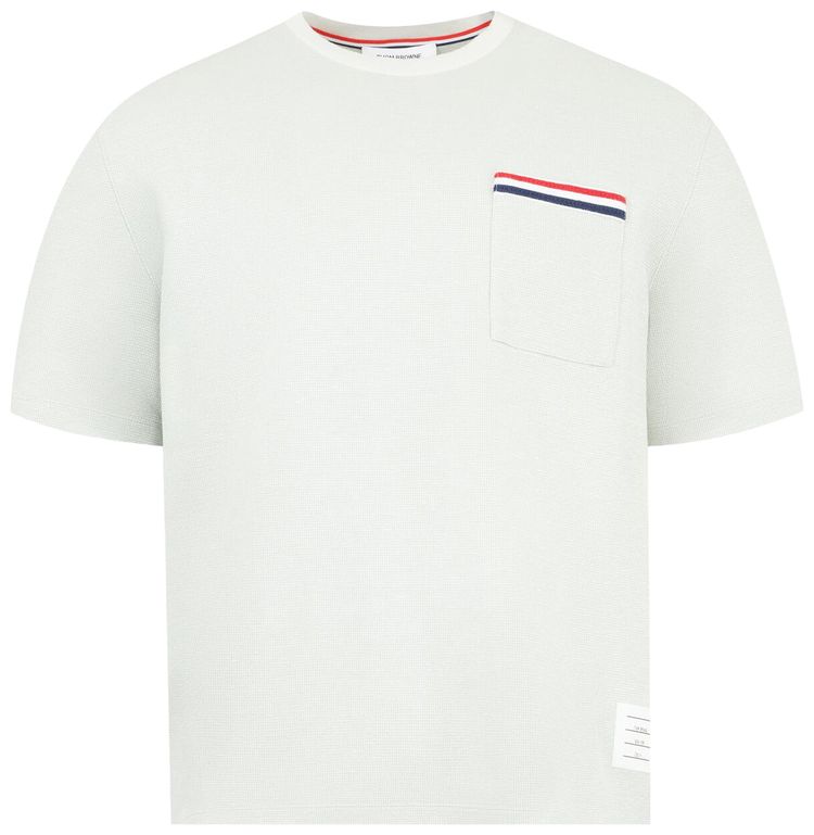Thom Browne RWB Short Sleeve Pocket Tee Pale Grey