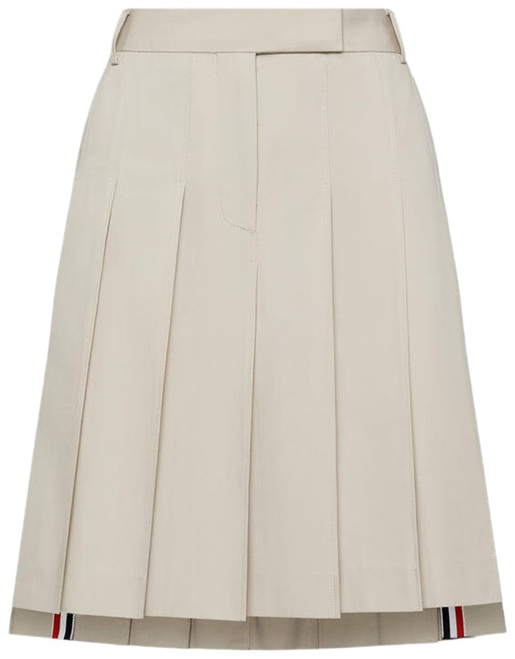 Thom Browne Bermuda Length Front Fly Pleated Skirt Beige