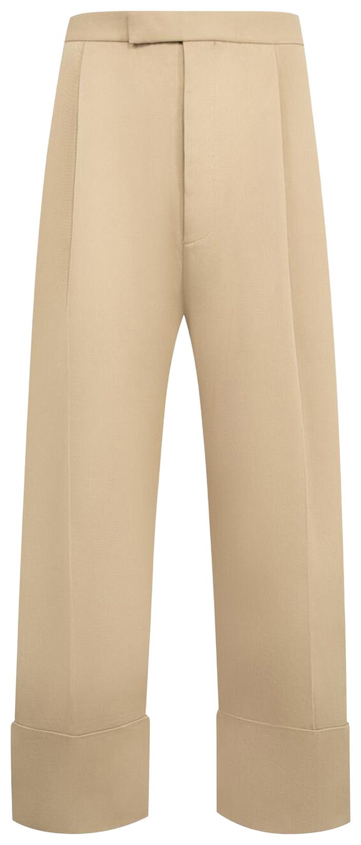 Thom Browne High Rise Double Pleat Trouser With Backstrap Khaki