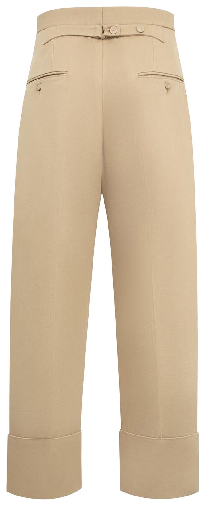 Thom Browne High Rise Double Pleat Trouser With Backstrap Khaki