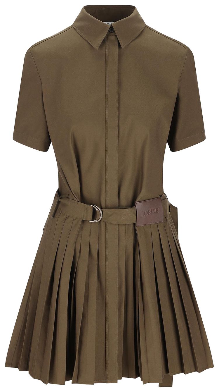 Loewe Pleated Dress Khaki Green