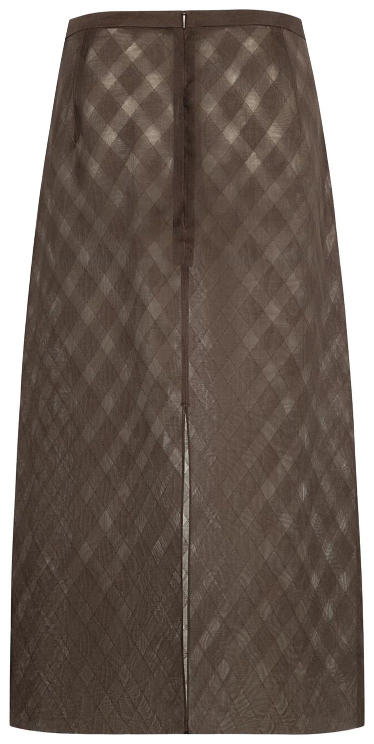 Auralee Sheer Silk Cotton Cut Jacquard Pencil Skirt Dark Brown
