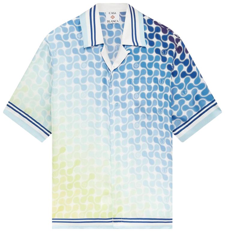 Casablanca Cuban Collar Short Sleeve Shirt Tennis Tile