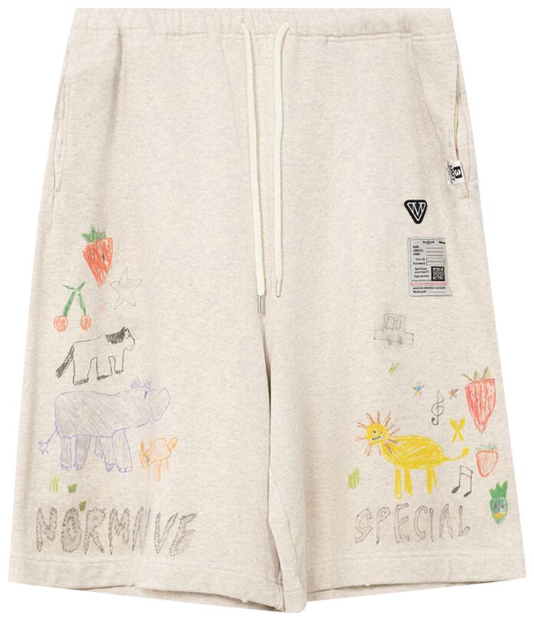 Maison Mihara Yasuhiro Doodle Shorts White