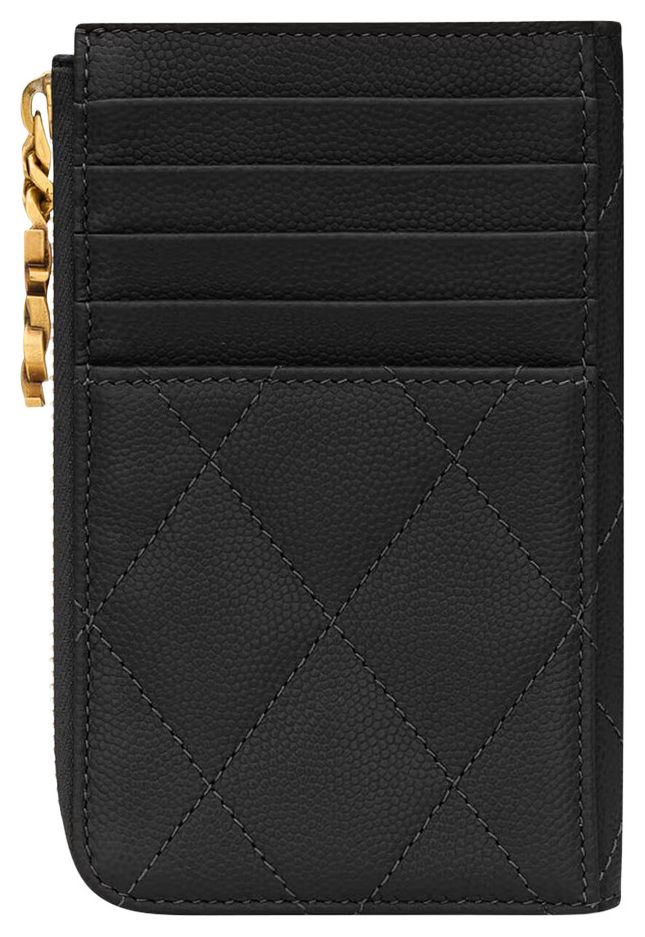 Saint Laurent YSL Bijou Zip Card Case Nero