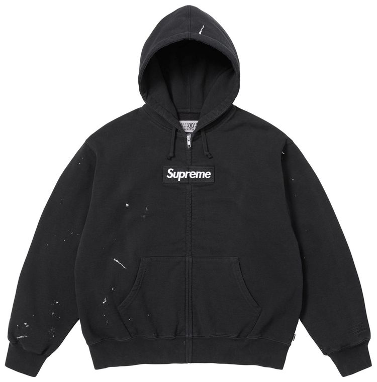 Supreme x MM6 Maison Margiela Box Logo Zip Up Hooded Sweatshirt Black