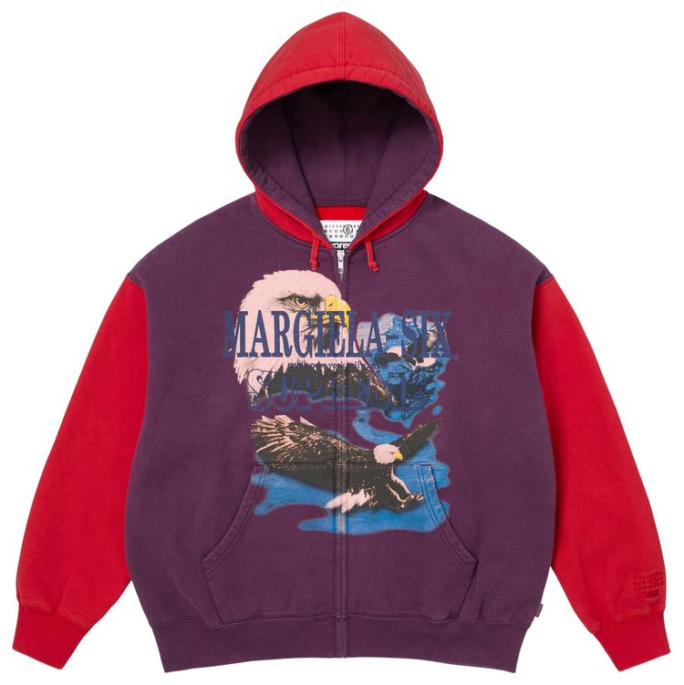 Supreme x MM6 Maison Margiela Eagle Zip Up Hooded Sweatshirt Purple
