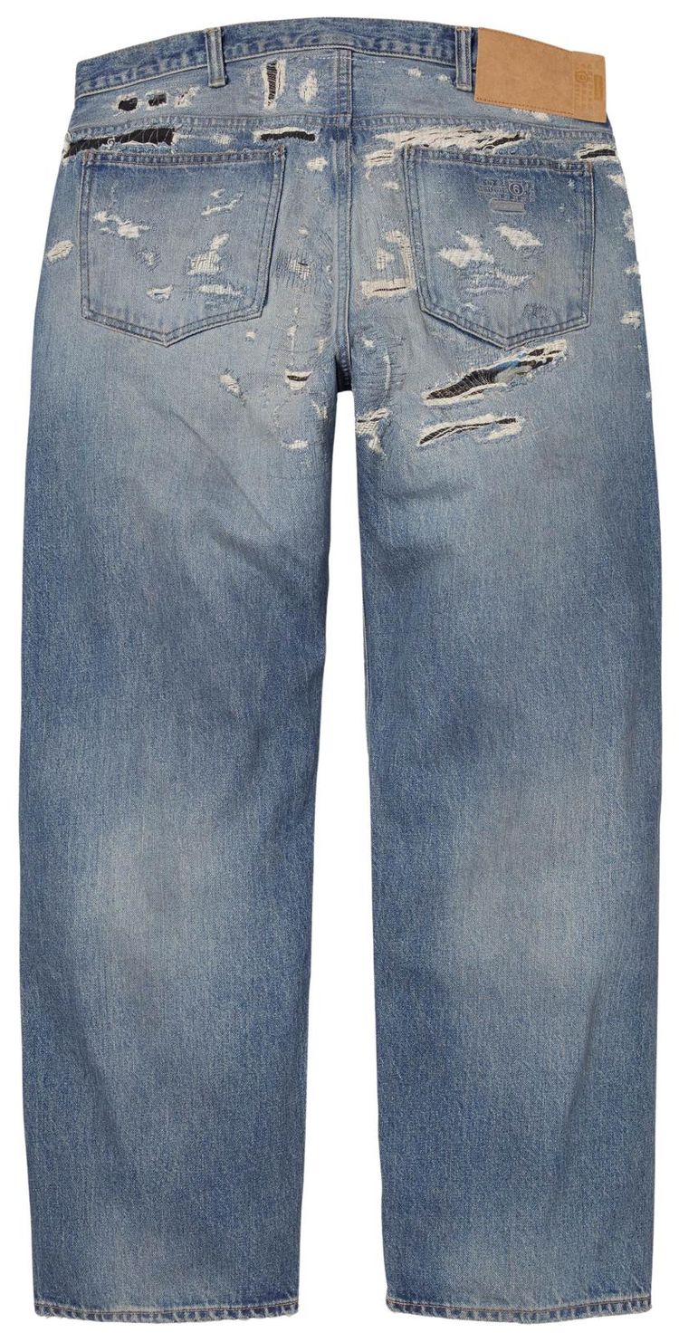 Supreme x MM6 Maison Margiela Distressed Loose Fit Selvedge Jean Washed Indigo
