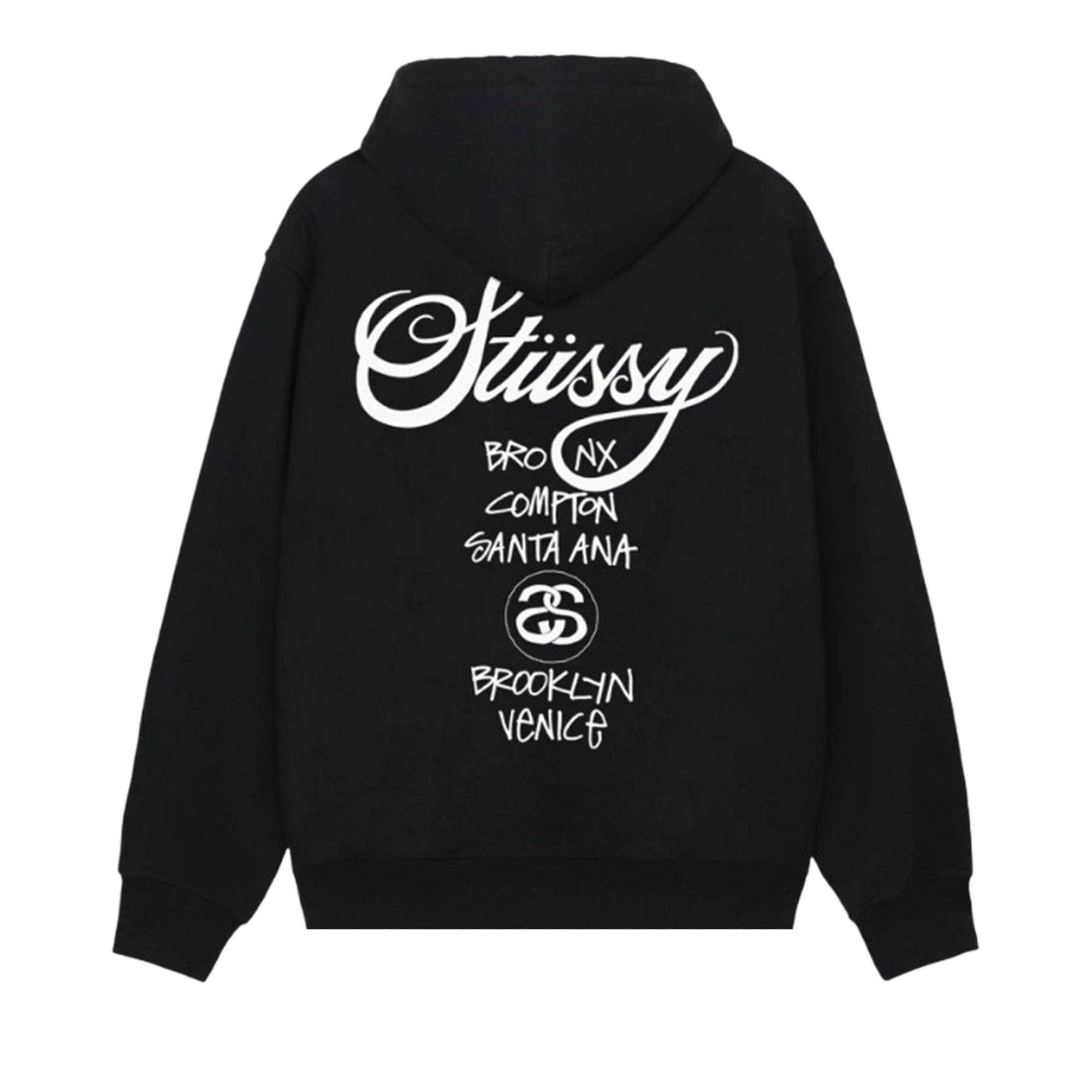 Buy Stussy World Tour Zip Hoodie 'Black' - 3973792 BLAC | GOAT