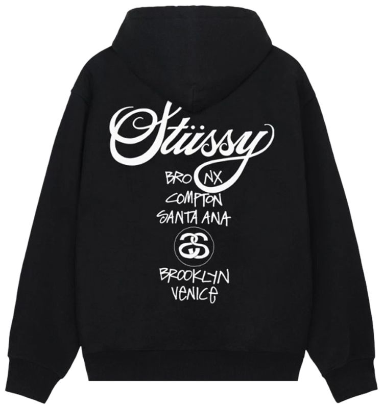Stussy World Tour Zip Hoodie Black