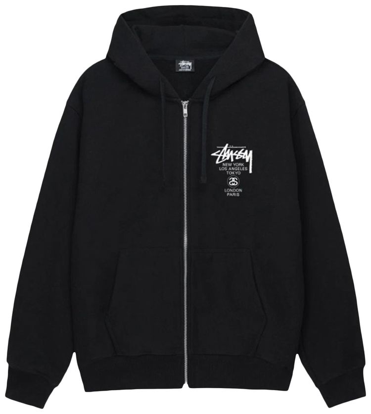 Stussy World Tour Zip Hoodie Black