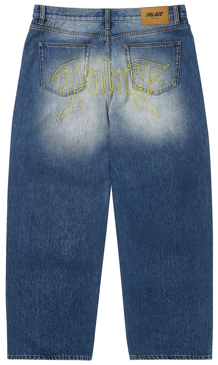 Palace Le Script P90 Baggy Jean Distress Blue Wash