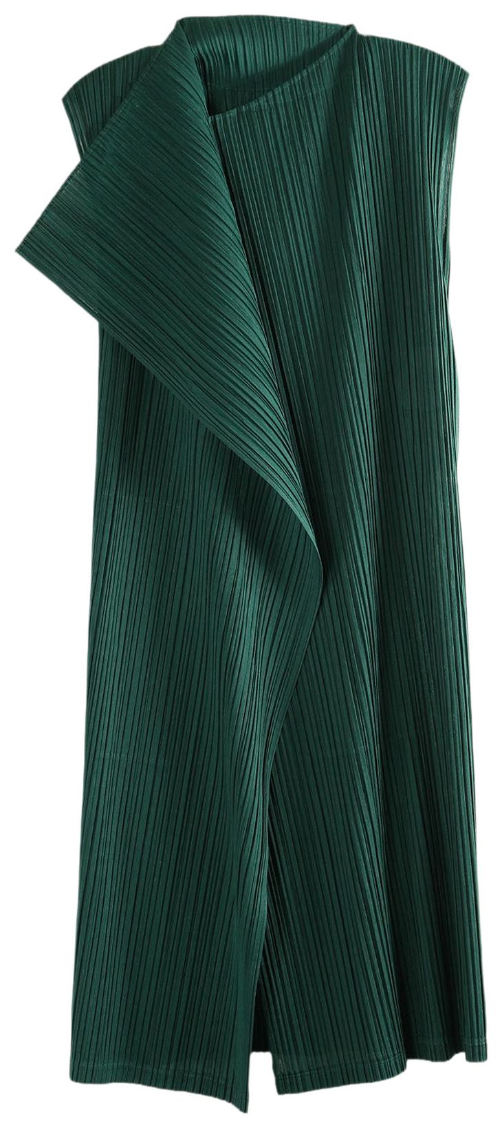 Pleats Please Issey Miyake Ramie Pleats Dress Dark Green