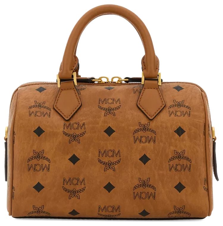 MCM Ella VI Small Boston Bag Cognac