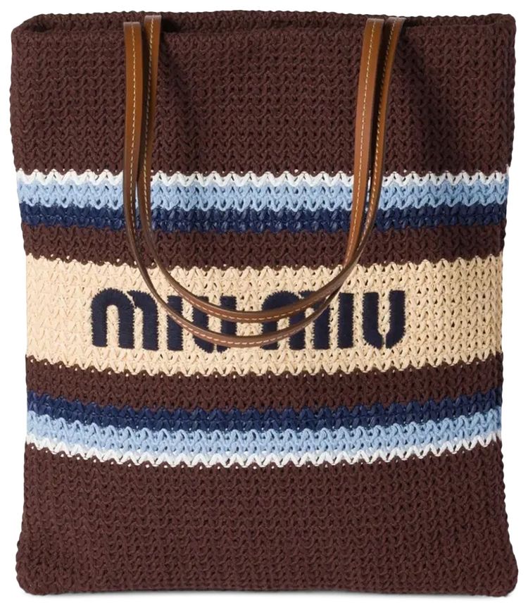Miu Miu Tessuto Stripes Bag Cacao Celeste
