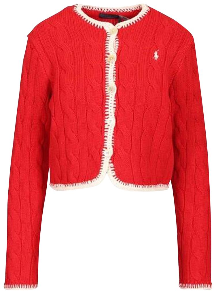 Polo Ralph Lauren Long Sleeve Crew Neck Cardigan Cruise Red