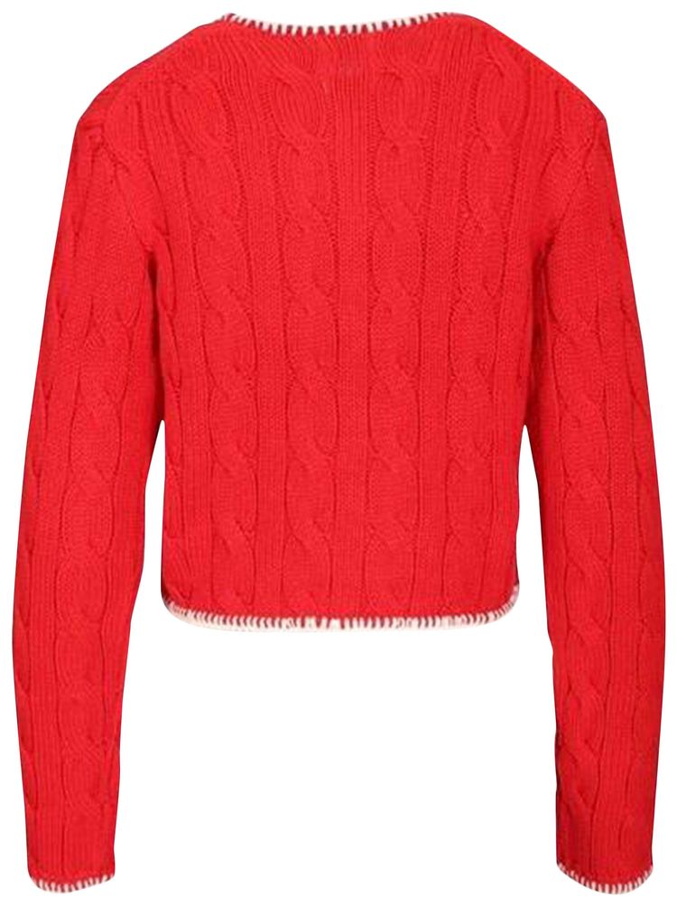 Polo Ralph Lauren Long Sleeve Crew Neck Cardigan Cruise Red