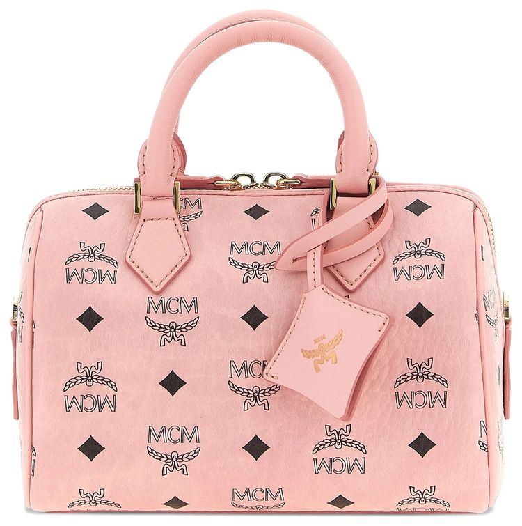 MCM Ella VI Small Boston Bag Soft Pink