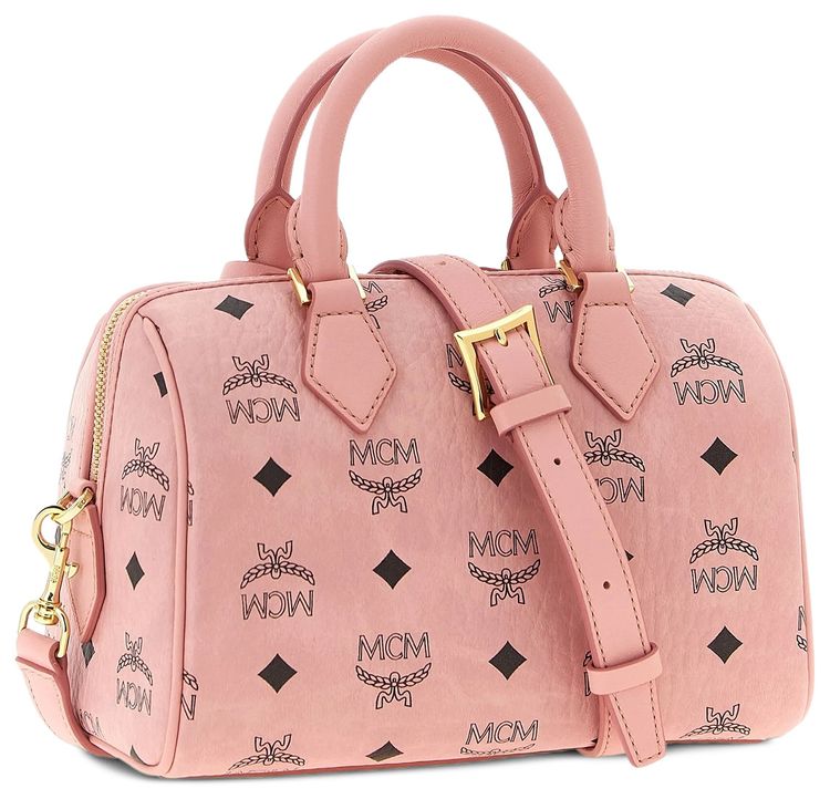MCM Ella VI Small Boston Bag Soft Pink