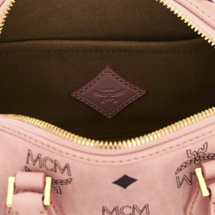 MCM Ella VI Small Boston Bag Soft Pink