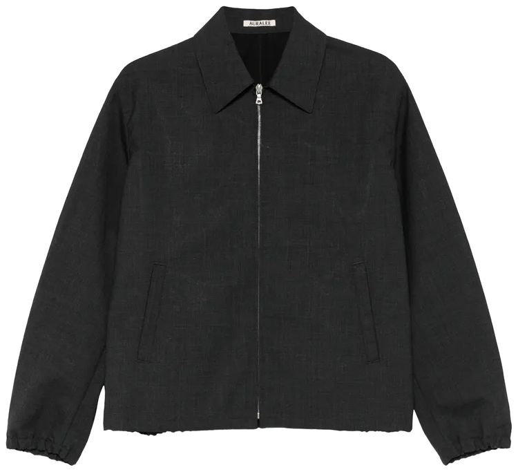 Auralee Bonded Tropical Wool Zip Blouson Top Charcoal